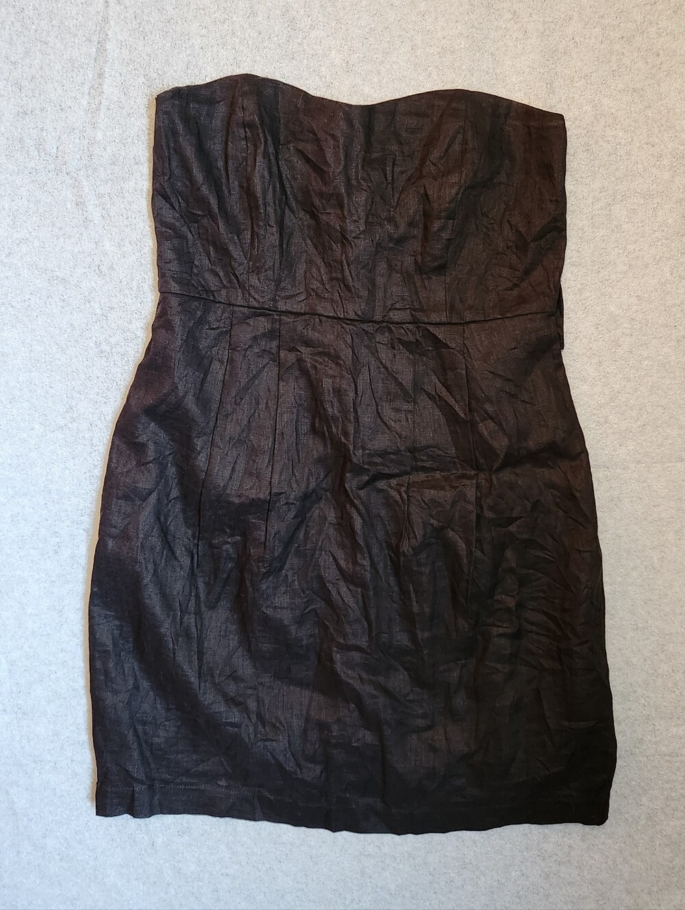 Pretty Good Strapless Black Linen Mini Dress Size Small